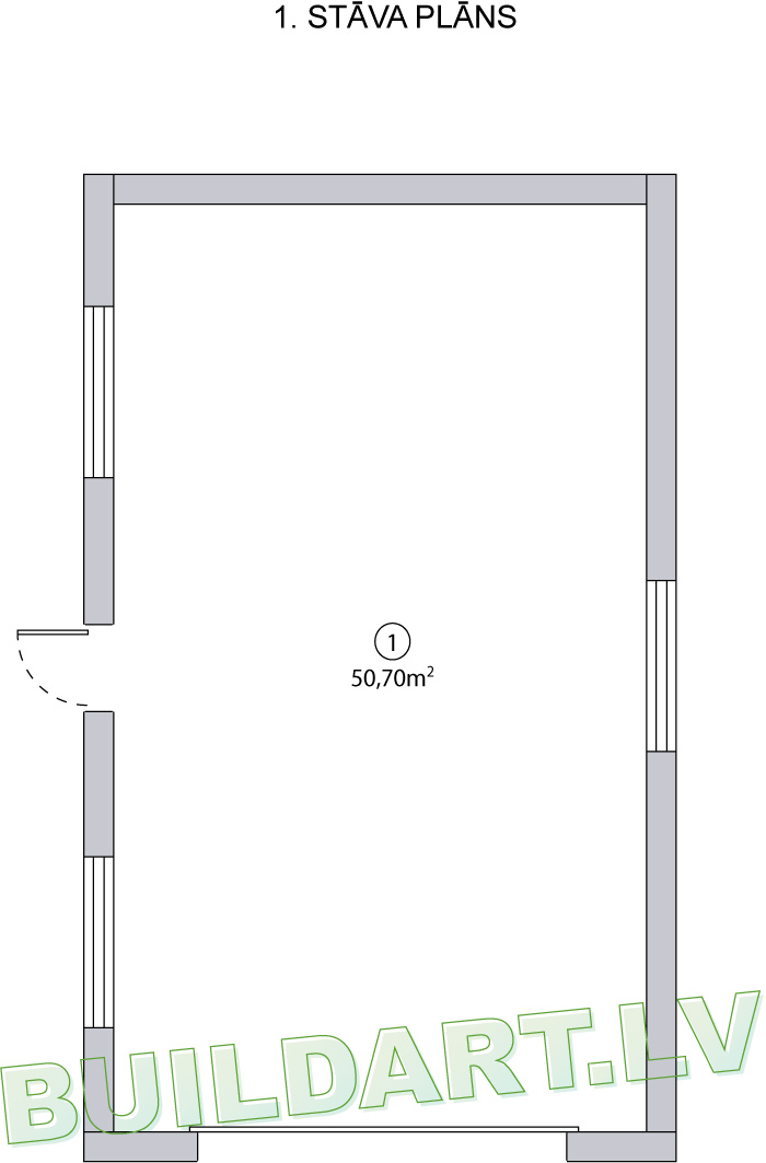 Garāžas projekts 50m2, plāns