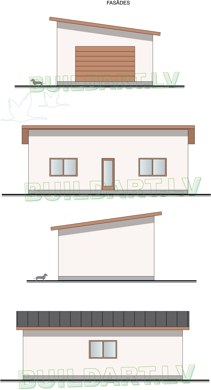 Garāžas projekts 50m2 - fasādes