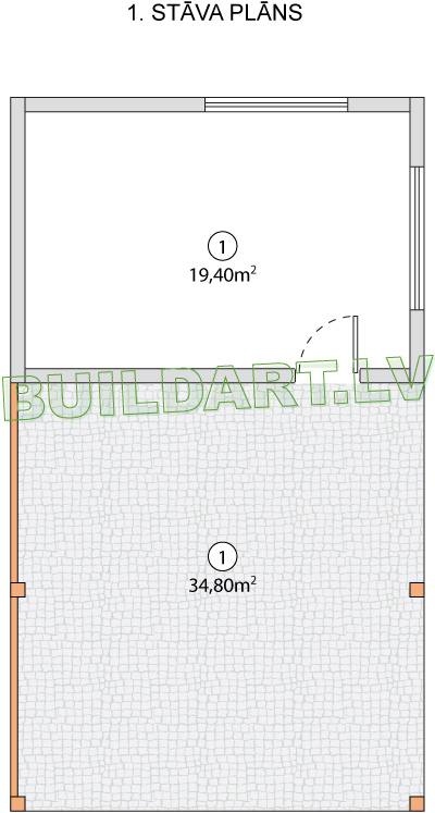 Saimniecības ēkas projekts "Iecava", stāva plāns