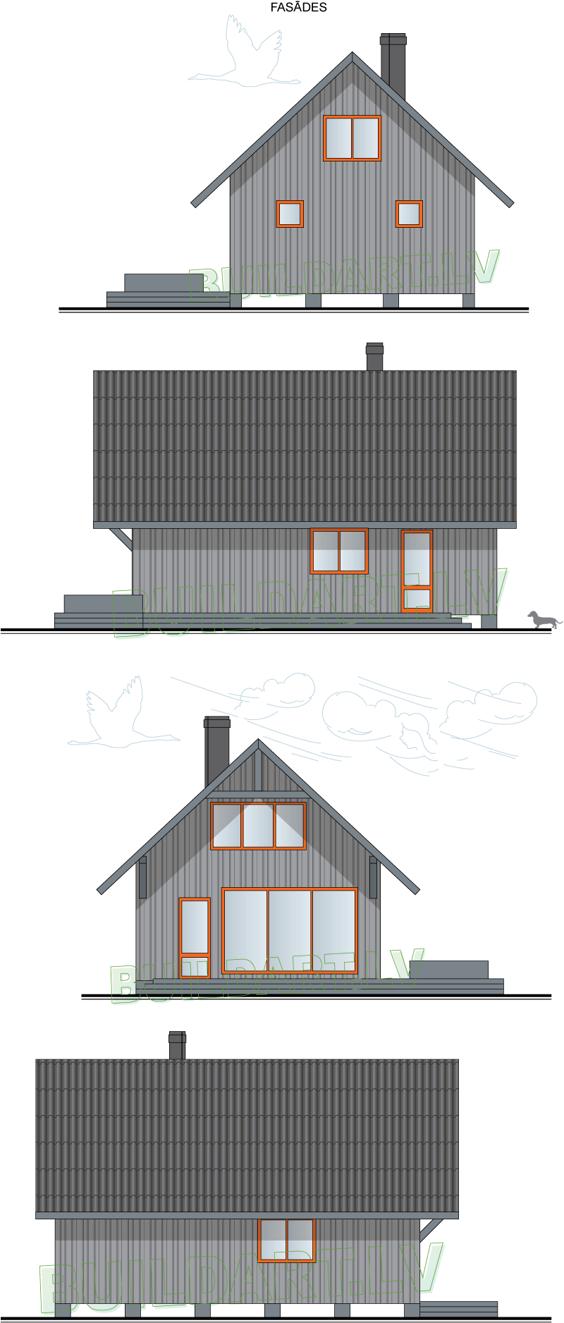 Pirts, atpūtas mājas projekts "Sarma" - fasādes