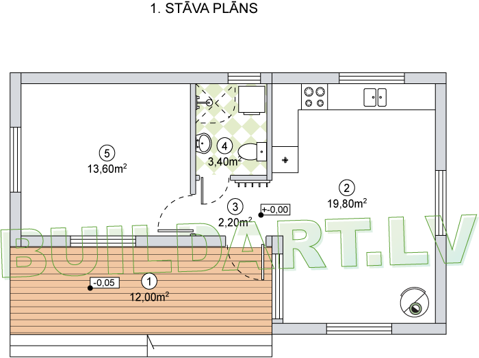 Moduļmājas projekts "Jolanta" - plānojums