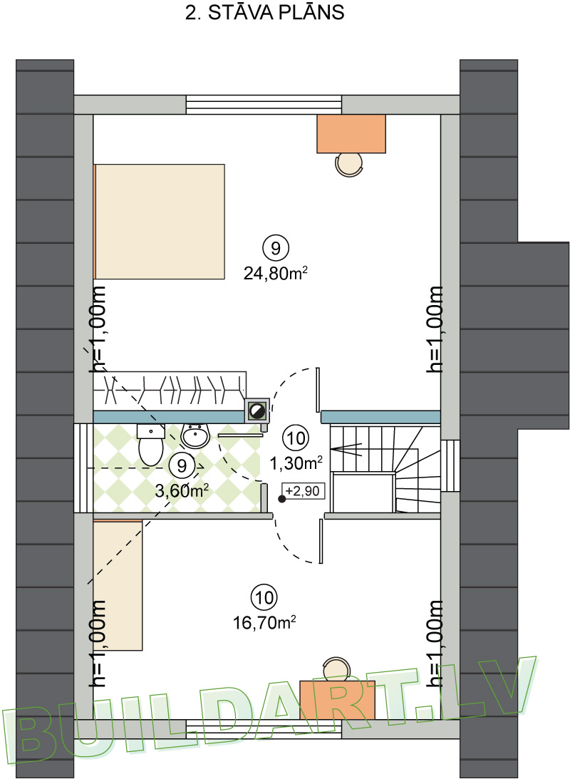Projekts - saimniecības ēka ģimenei, 2. st. plāns