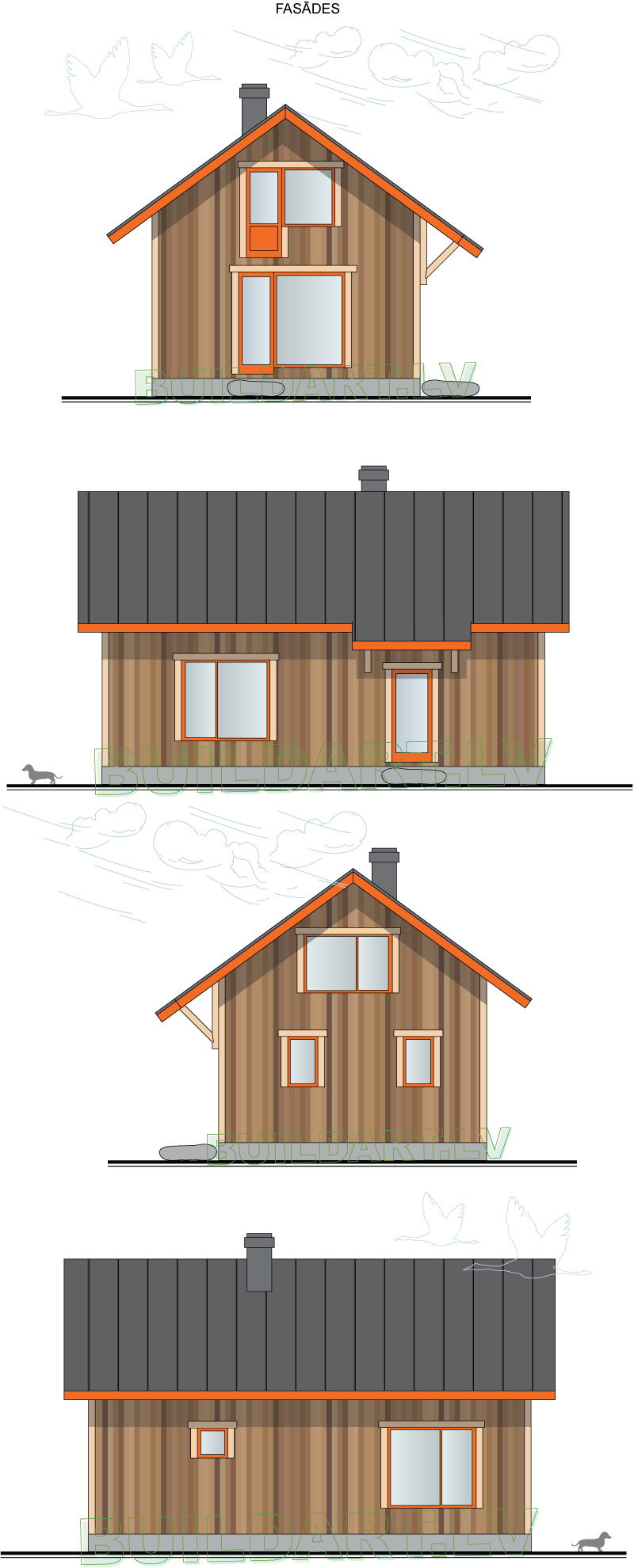 Dzīvojamās pirts projekts "Nīgrande" - fasādes