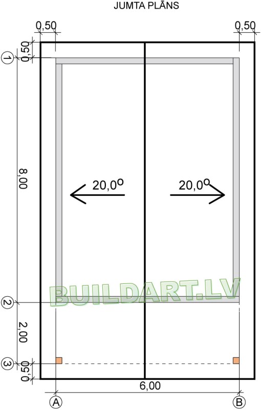 Atpūtas pirts projekts "Lelde" - jumta plāns