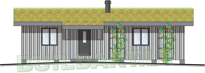 Dzīvojamās mājas projekts "Juris" - versija ar zaļo jumtu